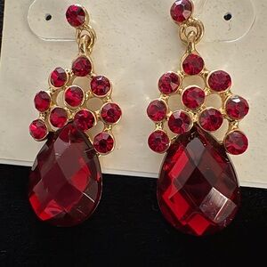 Elegant Red and Gold Drop Earrings